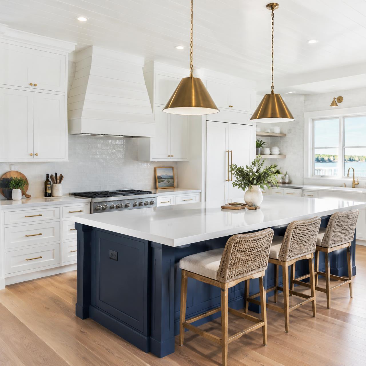 Finished navy kitchen